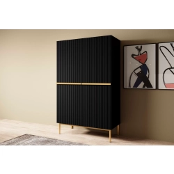 Kredens Szafka Nicole 100 cm - czarny mat / złote nóżki